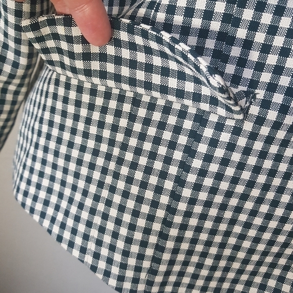 Vintage Emblem Green Gingham Zippered Blazer Jacket - Picture 6 of 10